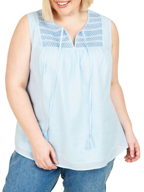 Daniel Rainn Plus Valerie Linen Blend Top